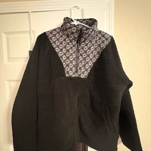 Vera Bradley Black and Floral Fleece Pullover